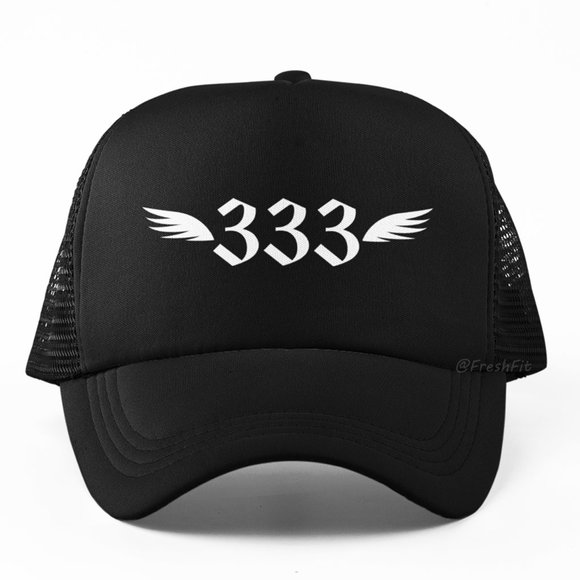 Accessories | 333 Angel Number Black Foam Trucker Hat Mesh Snapback Cap ...